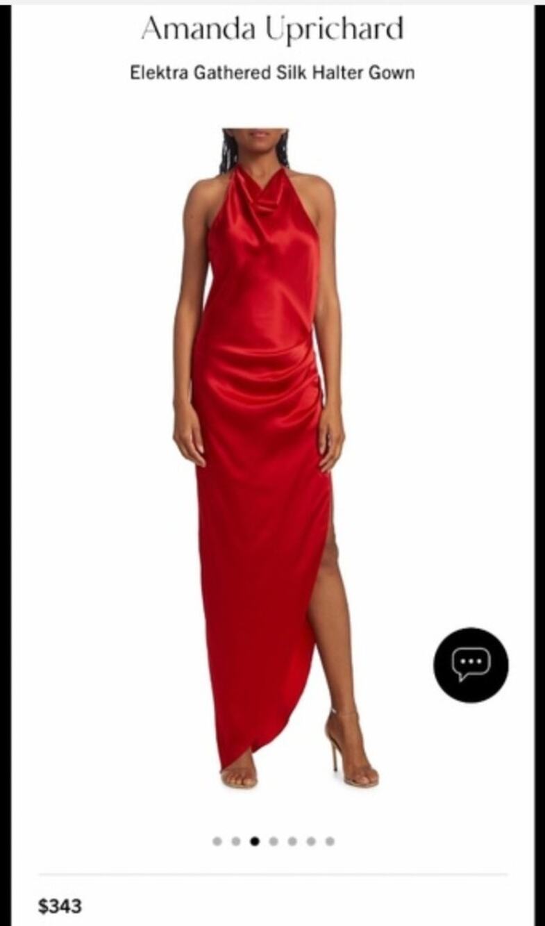 NWT Amanda Uprichard X REVOLVE Elektra Gathered Silk Halter Gown Red SMALL $343